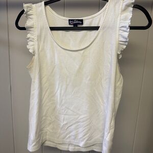 Womens' White Tank Top with Ruffle Sleeves